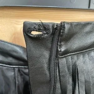 H&M Skirts Hm Black Faux Leather Fringe Mini Skirt Size